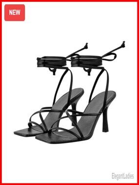 Stiletto High Heels Strappy Lace Up Sandals 3.5in Heel